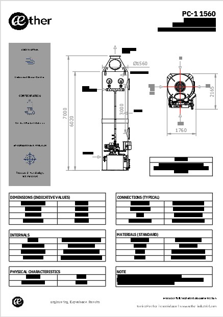 Scrubber verticale monostadio – disegno di ingombro diametro 1560 mm