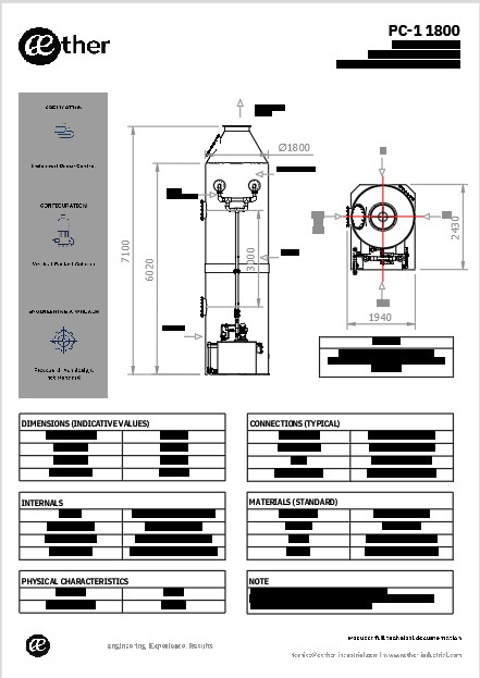 Scrubber verticale monostadio – disegno di ingombro diametro 1800 mm