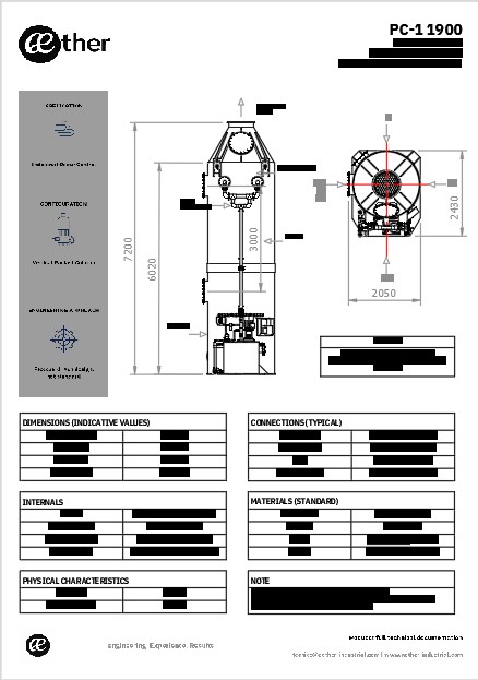 Scrubber verticale monostadio – disegno di ingombro diametro 1900 mm