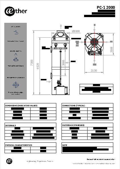 Scrubber verticale monostadio – disegno di ingombro diametro 2000 mm
