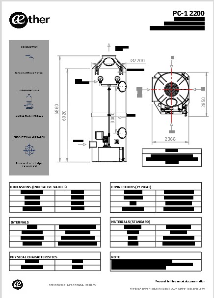 Scrubber verticale monostadio – disegno di ingombro diametro 2200 mm