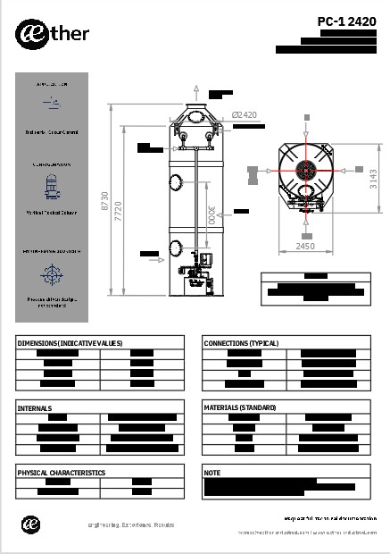 Scrubber verticale monostadio – disegno di ingombro diametro 2420 mm