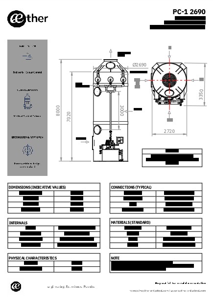 Scrubber verticale monostadio – disegno di ingombro diametro 2690 mm