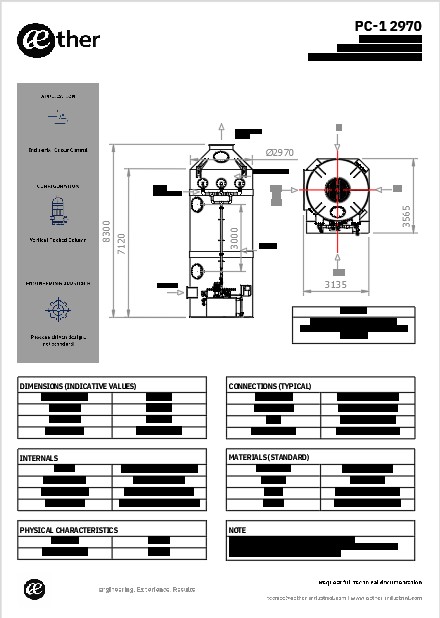 Scrubber verticale monostadio – disegno di ingombro diametro 2970 mm