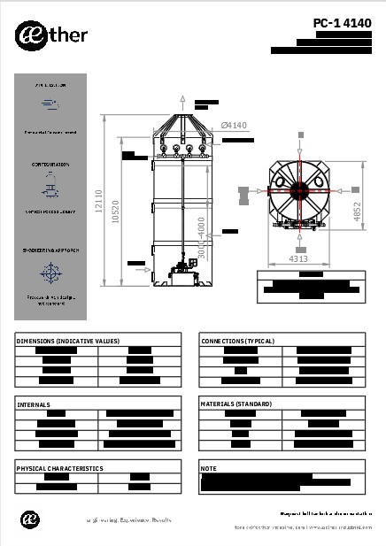 Scrubber verticale monostadio – disegno di ingombro diametro 4140 mm