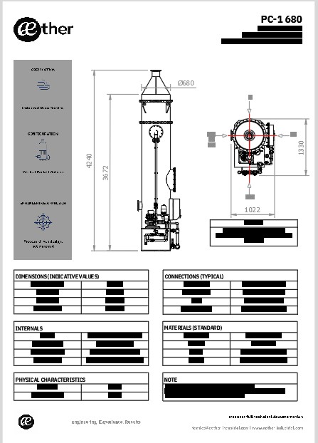 scrubber verticale monostadio disegno di ingombro 680 mm